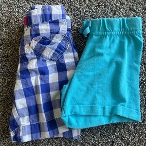 Blue Checkered and Teal Shorts Set